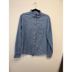 UNTUCKit Mens Slim Fit Chambray Button Down Shirt Blue Medium